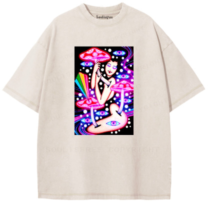 Soulisfree Third Eye Under the Mushroom Artistic Washed Tee