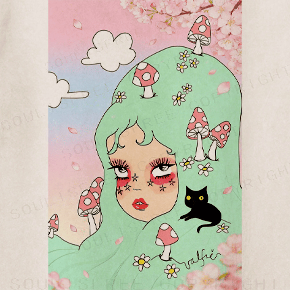 Soulisfree Ethereal Mushroom Dream Dimension Artistic Washed Tee