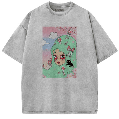 Soulisfree Ethereal Mushroom Dream Dimension Artistic Washed Tee