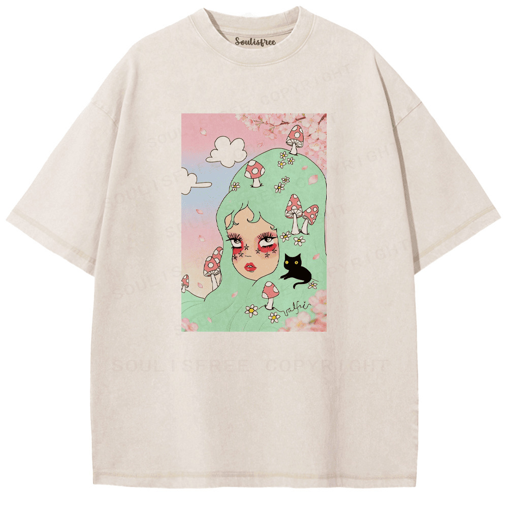 Soulisfree Wander into Dream Spores Artistic Washed Tee