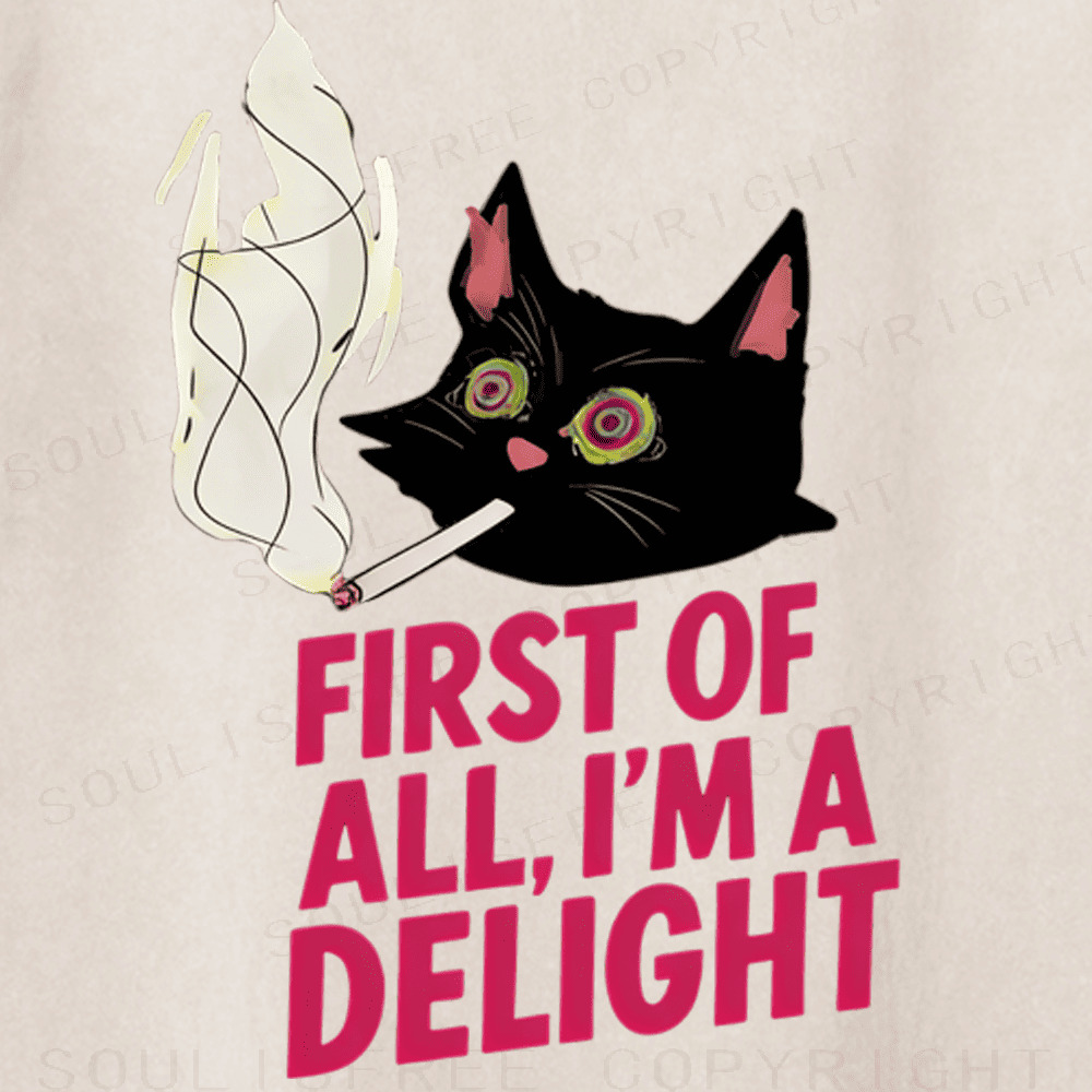 Soulisfree Chill Cat Mood Graphic Artistic Washed Tee