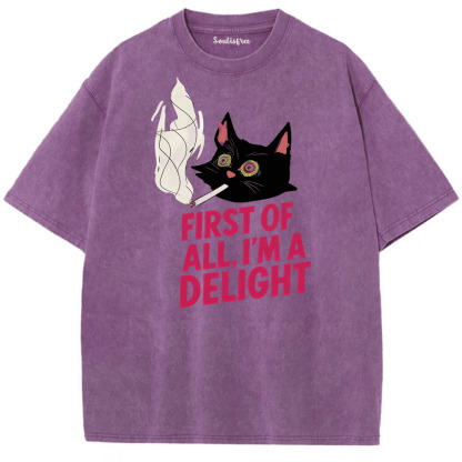 Soulisfree Chill Cat Mood Graphic Artistic Washed Tee