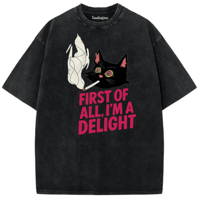 Soulisfree Chill Cat Mood Graphic Artistic Washed Tee