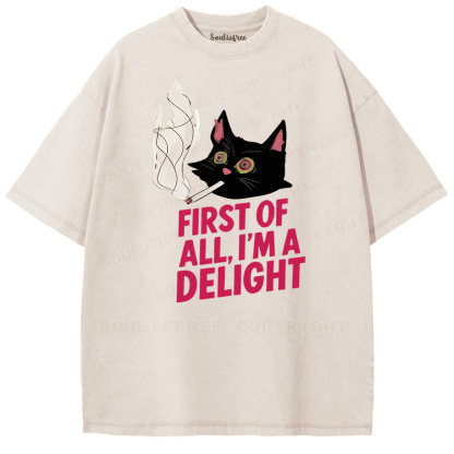 Soulisfree Chill Cat Mood Graphic Artistic Washed Tee