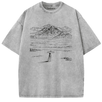 Soulisfree Whispering Mountains and Endless Serenity Artistic Washed Tee
