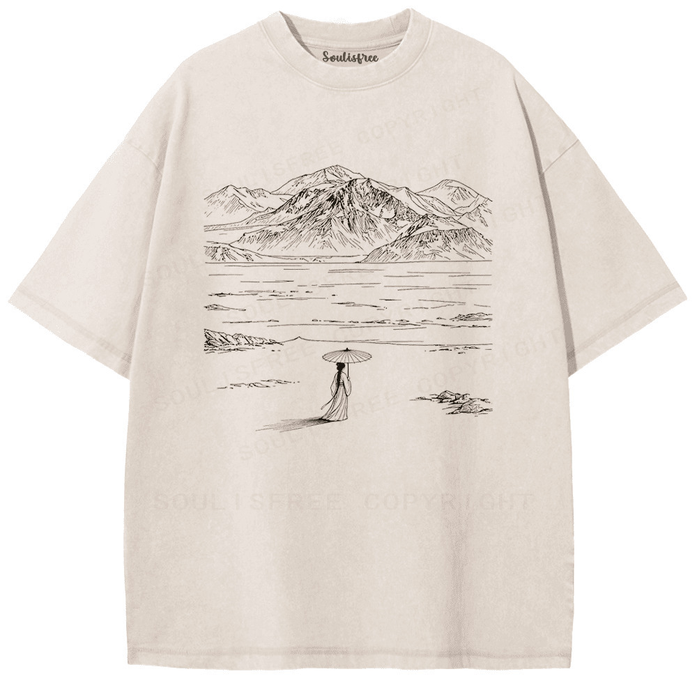 Soulisfree Whispering Mountains and Endless Serenity Artistic Washed Tee