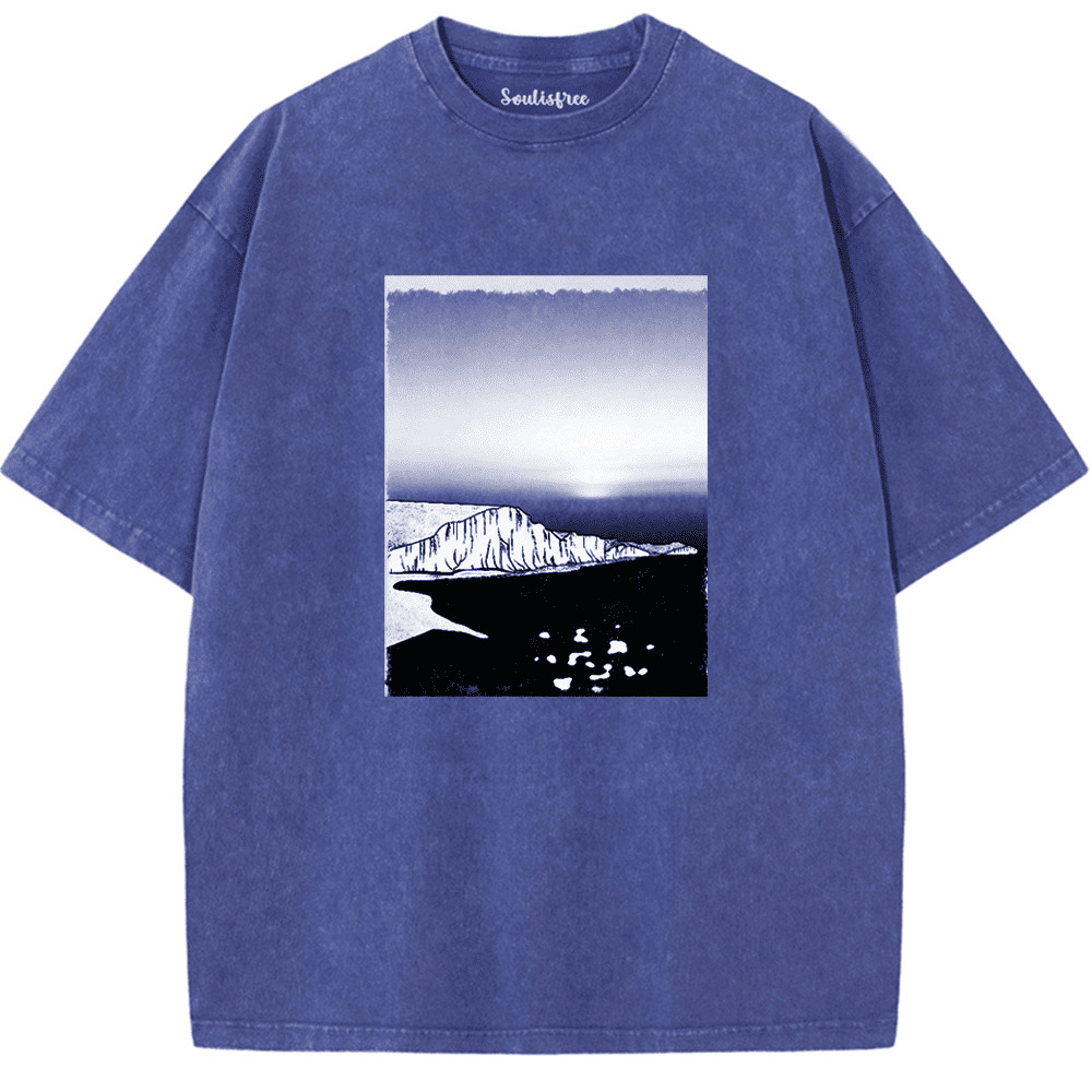 Soulisfree Midnight Flight Above Serene Mountains Artistic Washed Tee