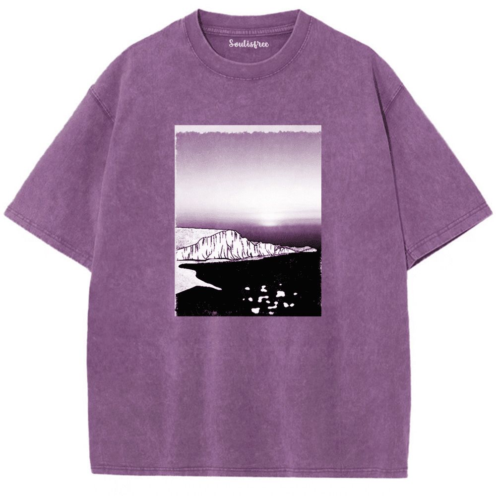 Soulisfree Midnight Flight Above Serene Mountains Artistic Washed Tee