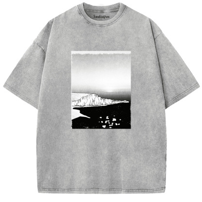 Soulisfree Midnight Flight Above Serene Mountains Artistic Washed Tee