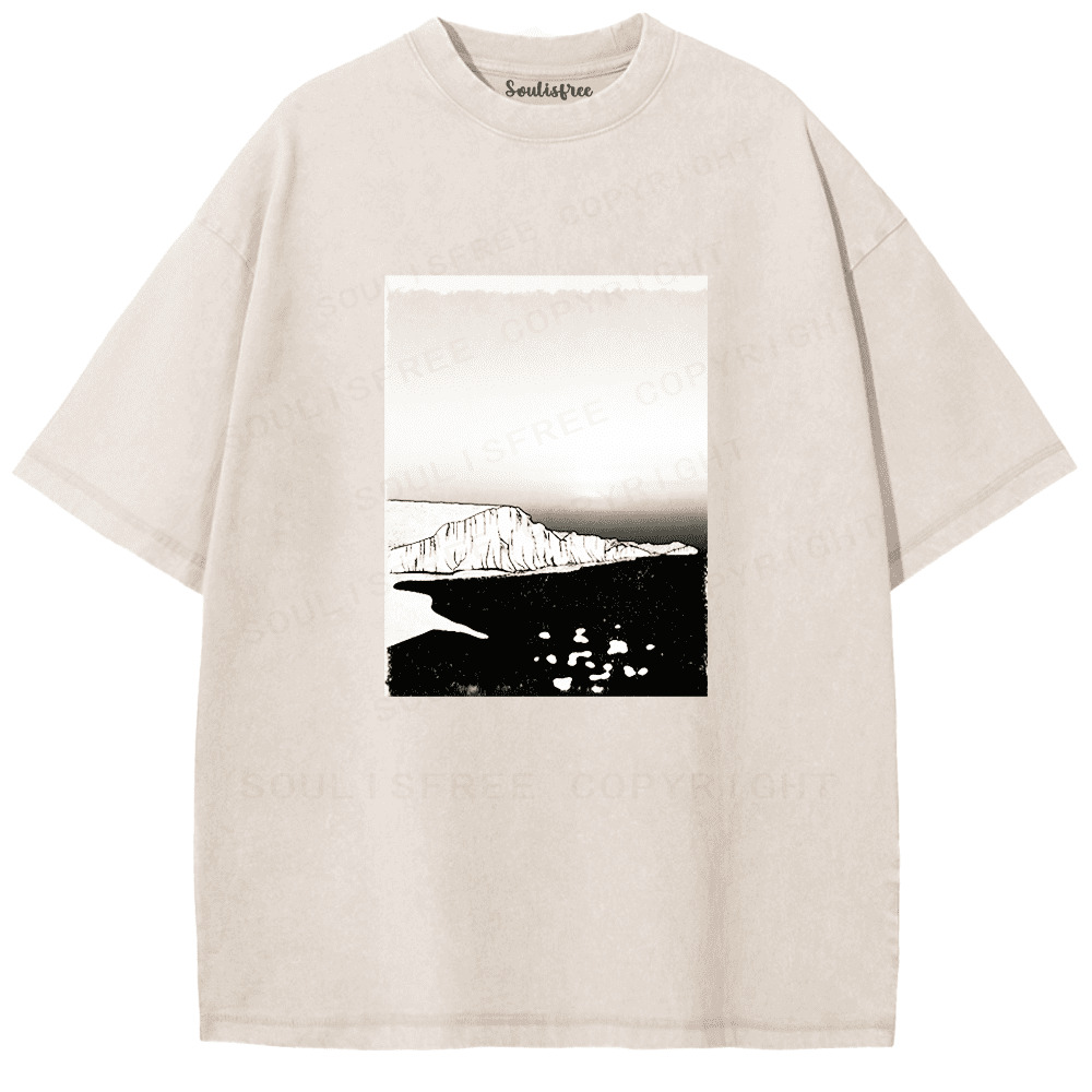 Soulisfree Midnight Flight Above Serene Mountains Artistic Washed Tee
