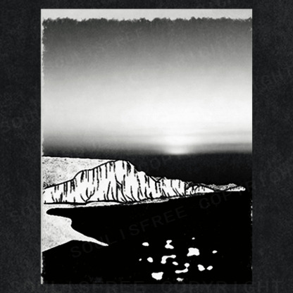 Soulisfree Midnight Flight Above Serene Mountains Artistic Washed Tee