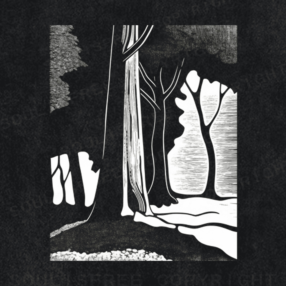 Soulisfree Black and White Woodland Harmony Artistic Washed Tee