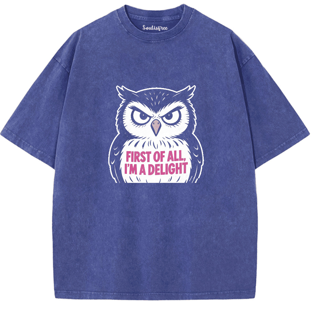 Soulisfree Owl’s Delight: Smart and Sassy Artistic Washed Tee
