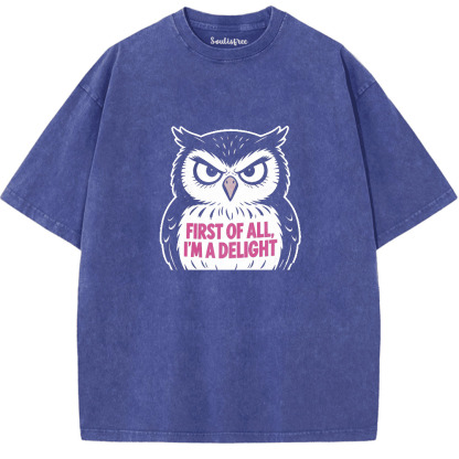 Soulisfree Owl’s Delight: Smart and Sassy Artistic Washed Tee