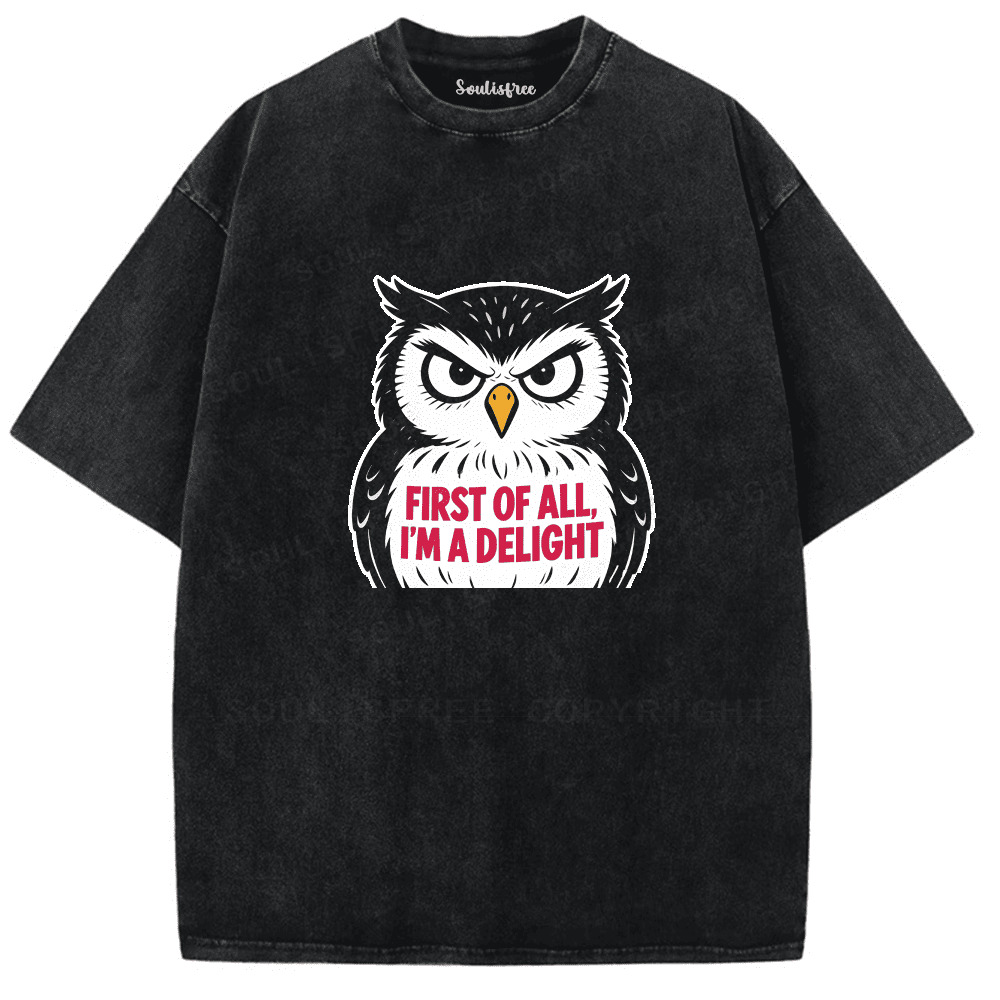 Soulisfree Owl’s Delight: Smart and Sassy Artistic Washed Tee
