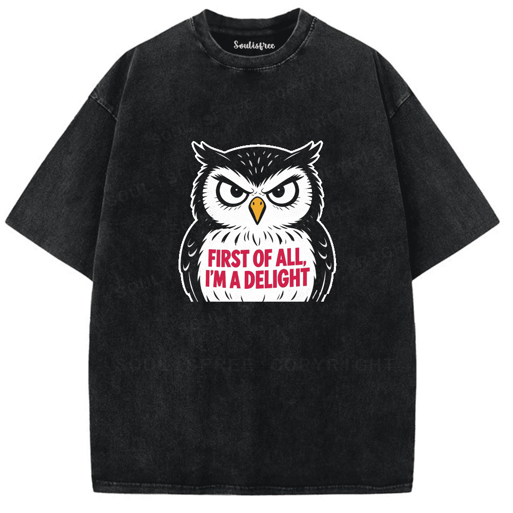 Soulisfree Owl’s Delight: Smart and Sassy Artistic Washed Tee