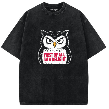 Soulisfree Owl’s Delight: Smart and Sassy Artistic Washed Tee