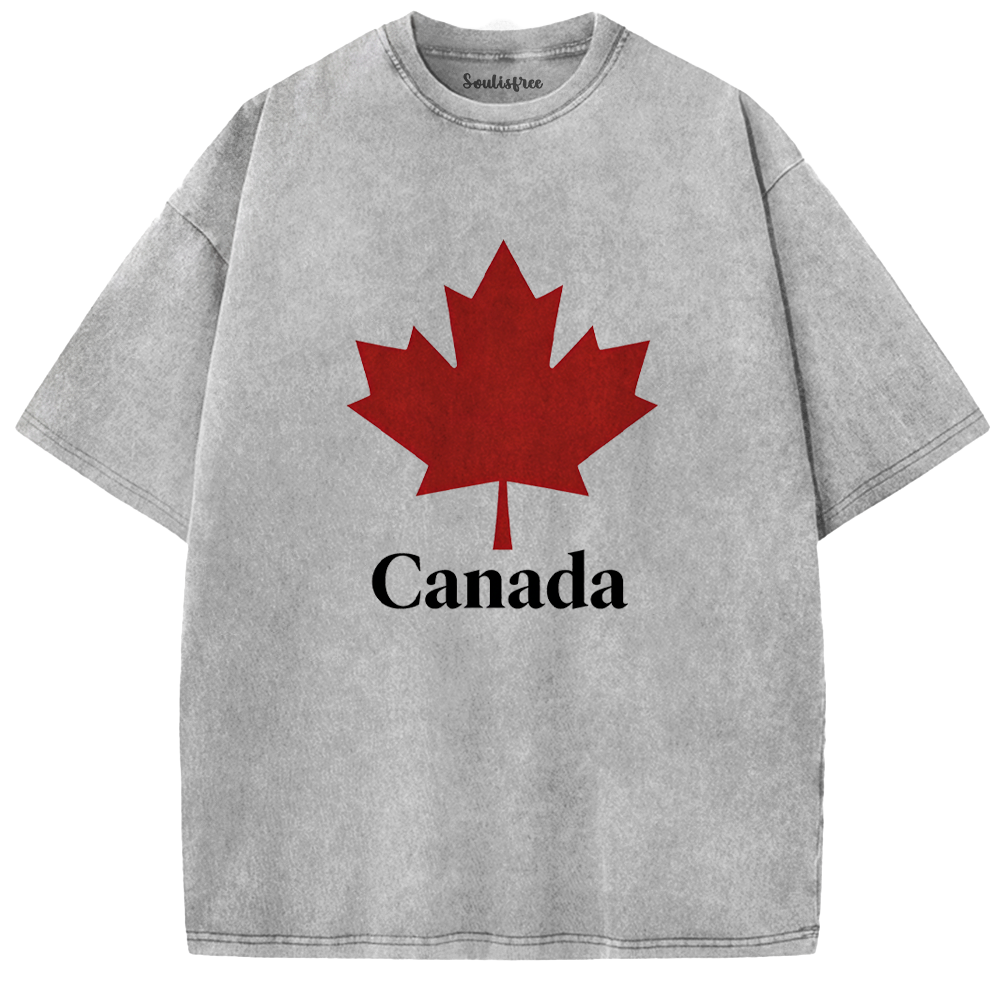 Soulisfree Iconic Maple: Celebrating Canada Artistic Washed Tee