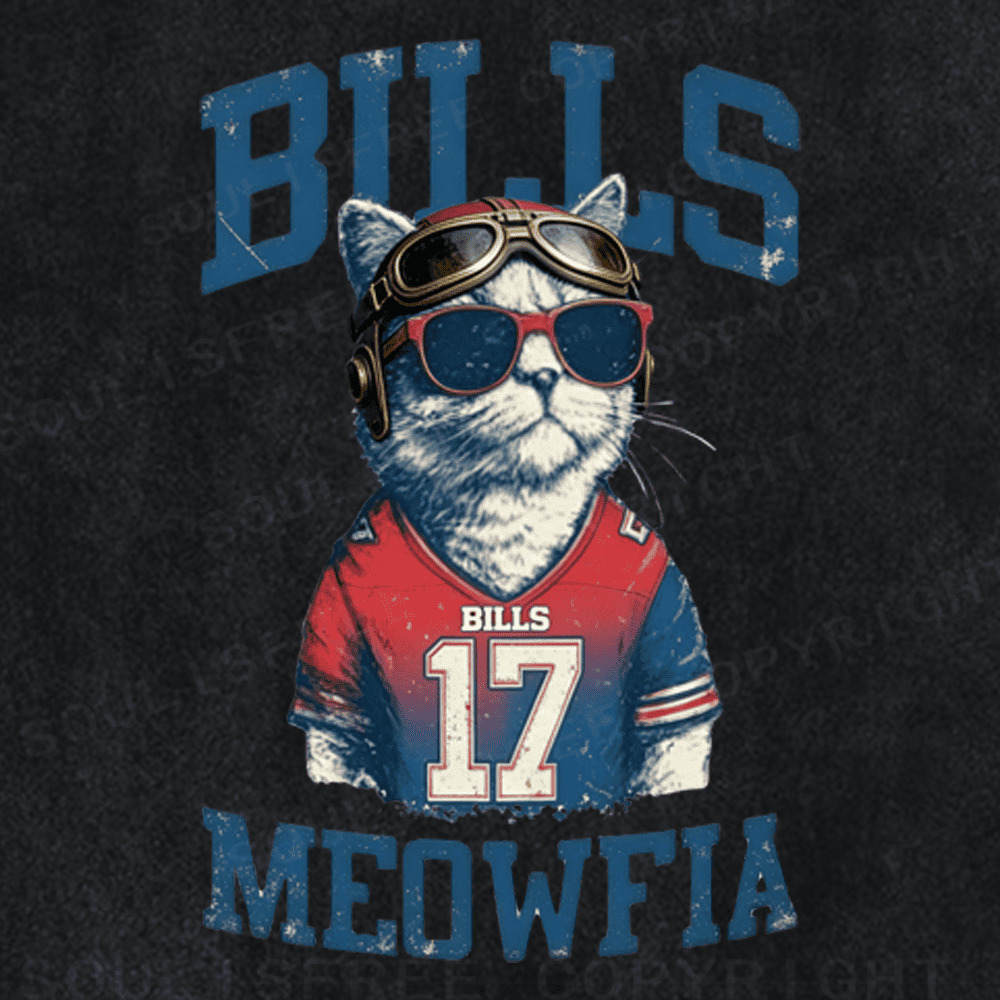 Soulisfree Funny Cat Lovers Buffalo Bills Shirts Bills Meowfia Cat Washed Tee