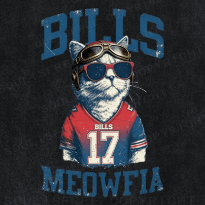 Soulisfree Funny Cat Lovers Buffalo Bills Shirts Bills Meowfia Cat Washed Tee