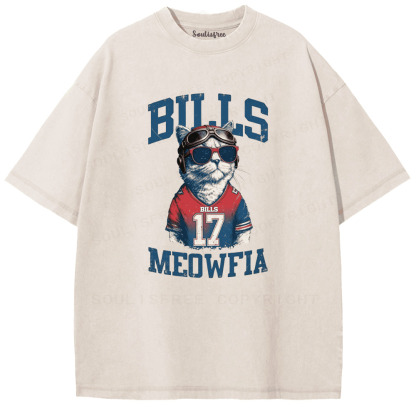 Soulisfree Funny Cat Lovers Buffalo Bills Shirts Bills Meowfia Cat Washed Tee
