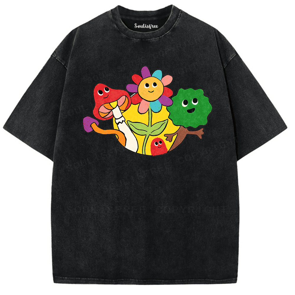Soulisfree Cheerful Spirit Botanical Friends Washed Tee