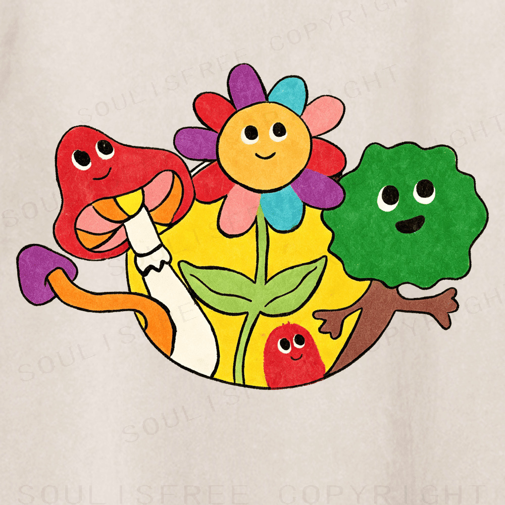 Soulisfree Cheerful Spirit Botanical Friends Washed Tee