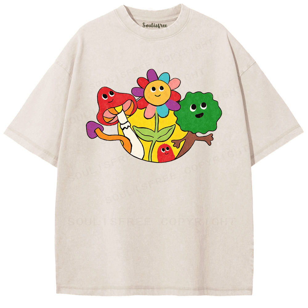 Designed Soulisfree Third Eye Under the Mushroom Artistic Washed Tee | Soulisfree