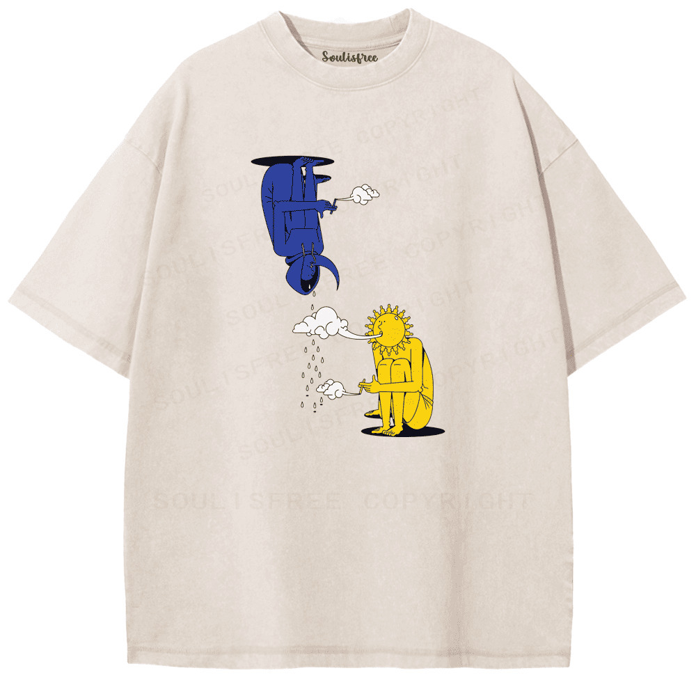 Designed Soulisfree Third Eye Under the Mushroom Artistic Washed Tee | Soulisfree