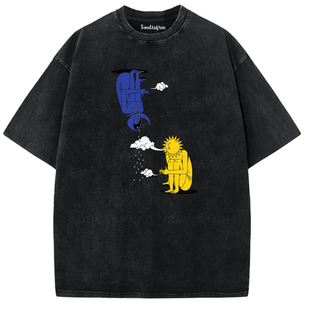 Soulisfree Sun & Moon Cosmic Mirror Washed Tee