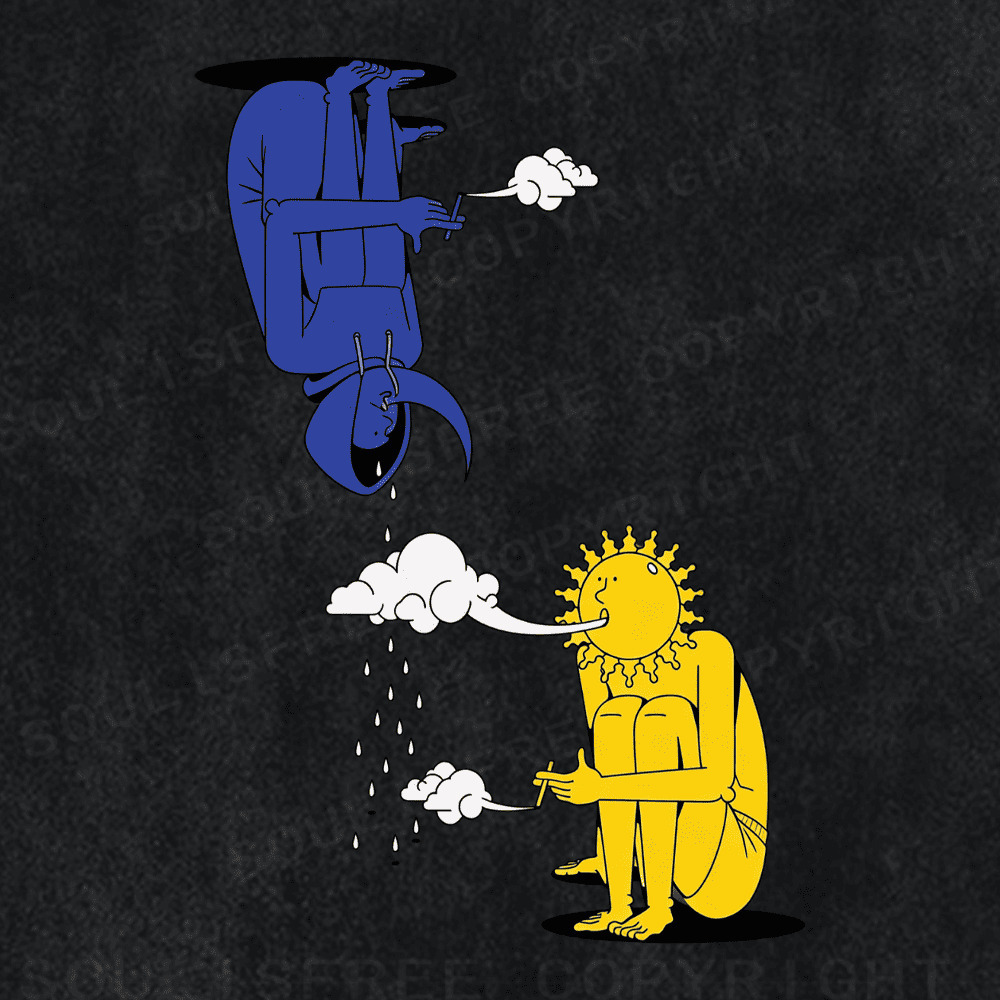 Soulisfree Sun & Moon Cosmic Mirror Washed Tee