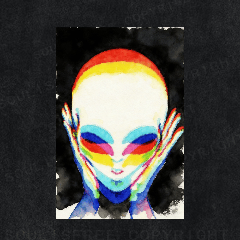 Soulisfree Surreal Spectrum Alien Portrait Washed Tee