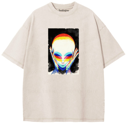 Soulisfree Surreal Spectrum Alien Portrait Washed Tee