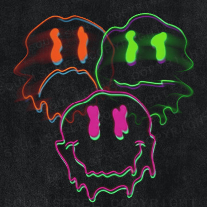 Soulisfree GLITCH EMOTION Psychedelic Trio Washed Tee