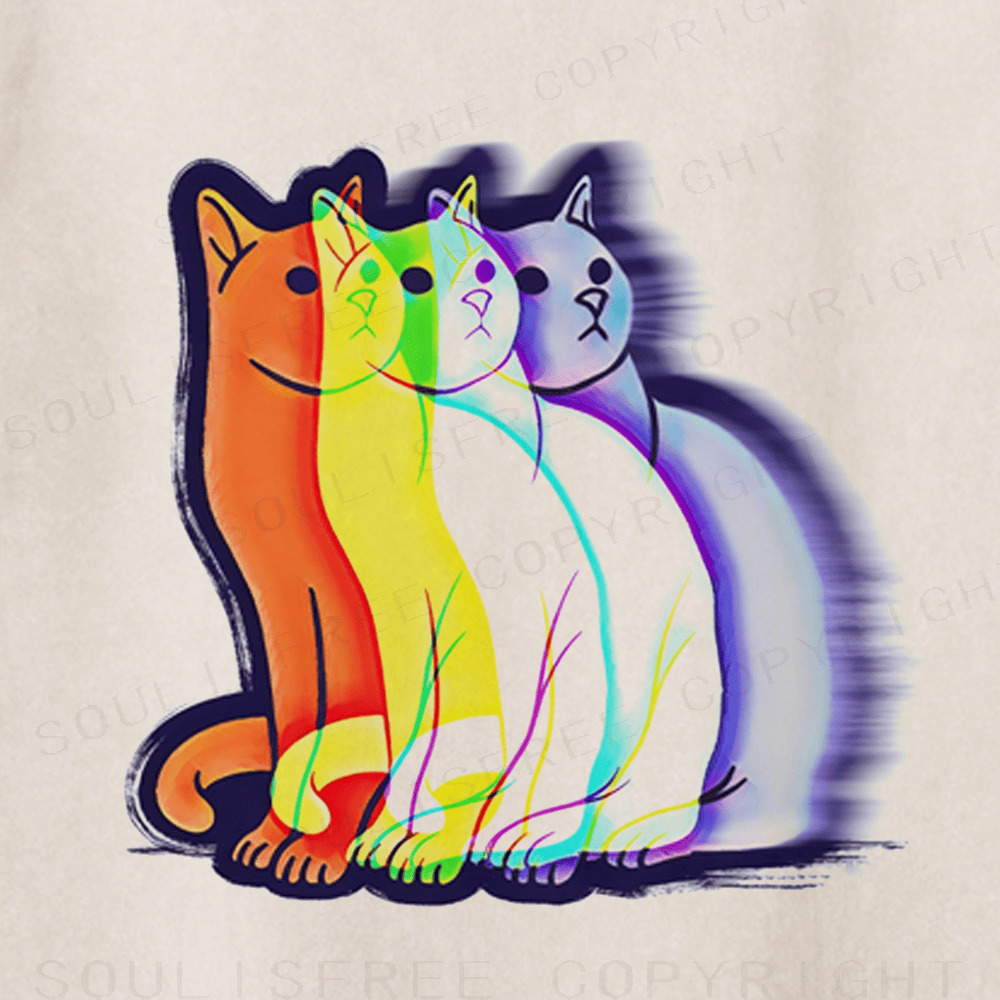 Soulisfree Phantom Illusion Shifting Cat Washed Tee