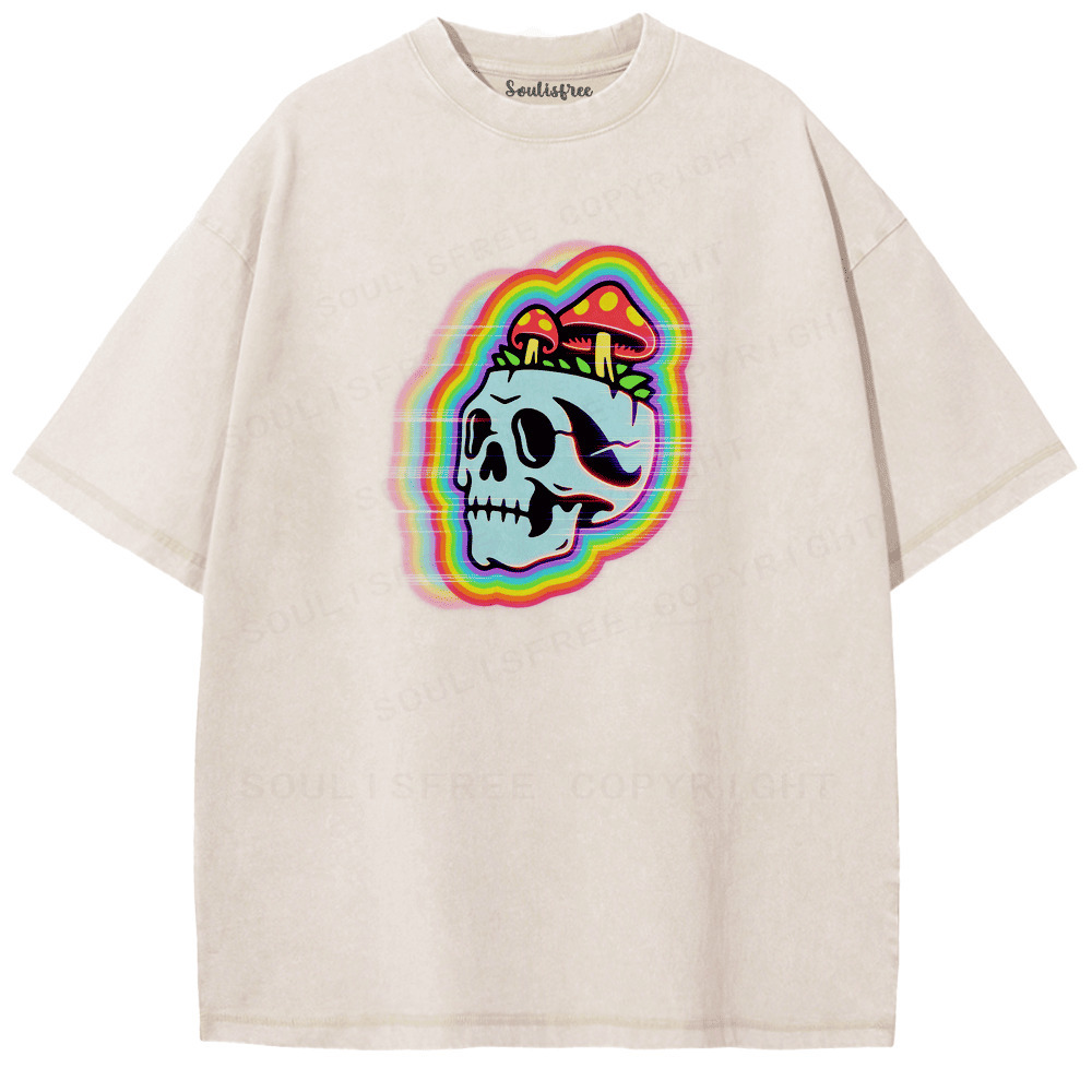 Designed Soulisfree Third Eye Under the Mushroom Artistic Washed Tee | Soulisfree