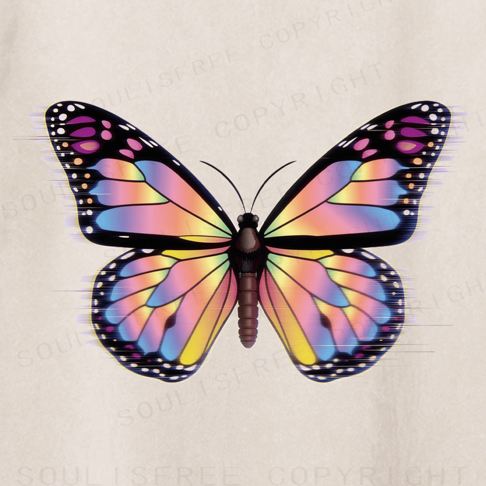Soulisfree Butterfly Illusion Aurora Washed Tee