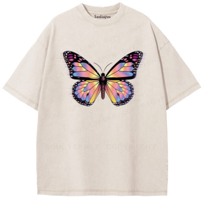 Soulisfree Butterfly Illusion Aurora Washed Tee