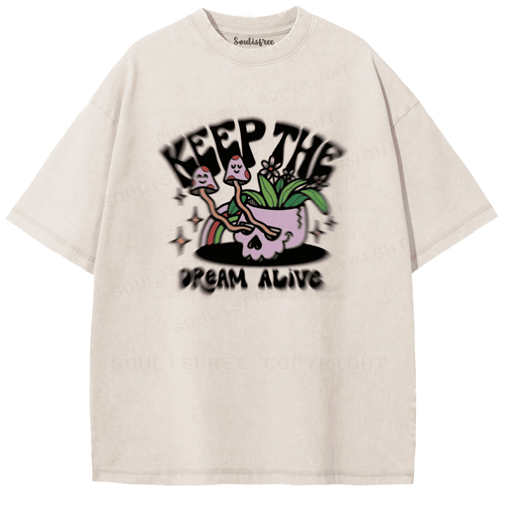 Soulisfree KEEP THE DREAM ALIVE Skull Illusion Washed Tee