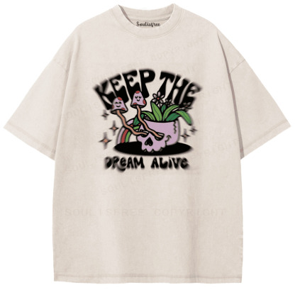 Soulisfree KEEP THE DREAM ALIVE Skull Illusion Washed Tee