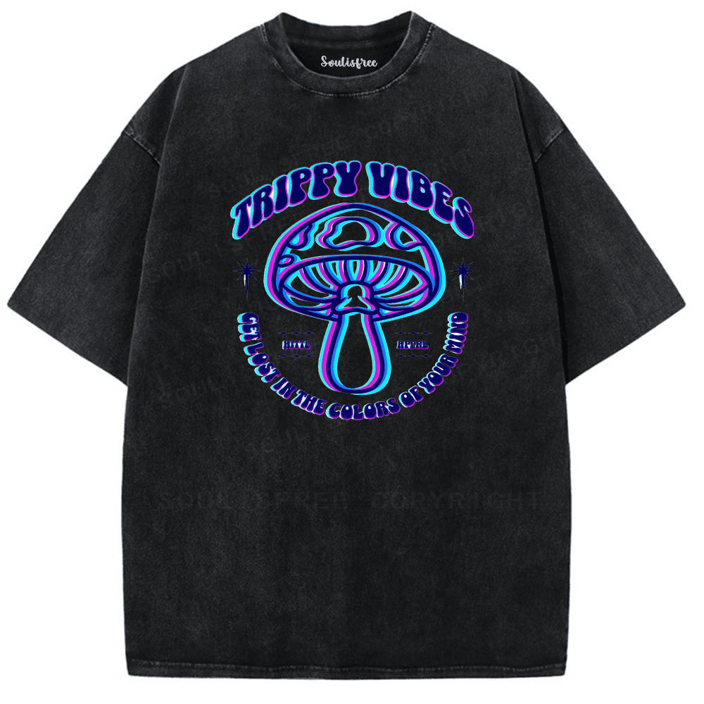 Soulisfree TRIPPY VIBES Mushroom Illusion Washed Tee