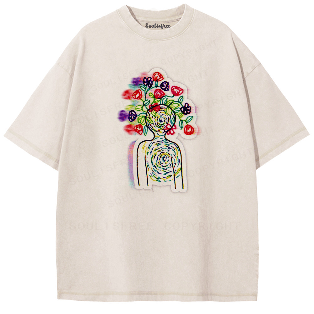 Designed Soulisfree Third Eye Under the Mushroom Artistic Washed Tee | Soulisfree
