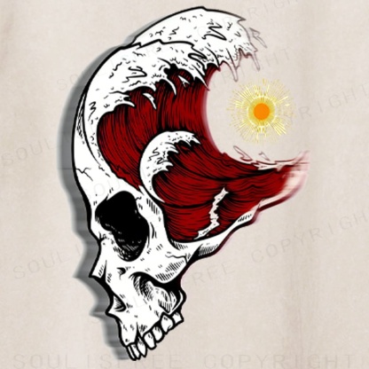 Soulisfree Red Ocean Bone Flow Washed Tee