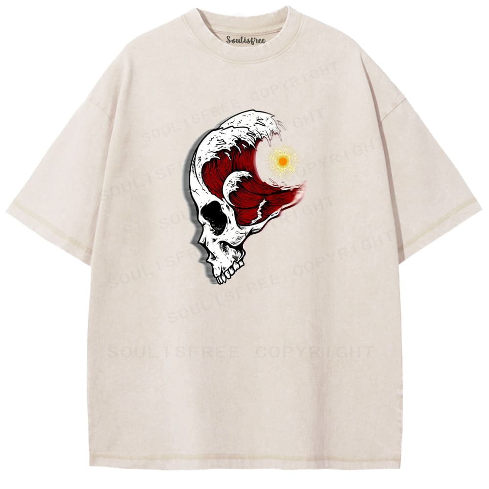 Soulisfree Red Ocean Bone Flow Washed Tee