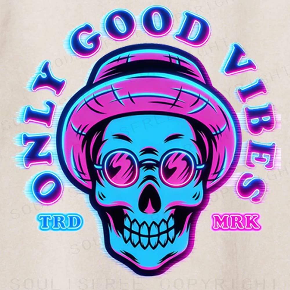 Soulisfree Good Vibes Neon Skull Washed Tee