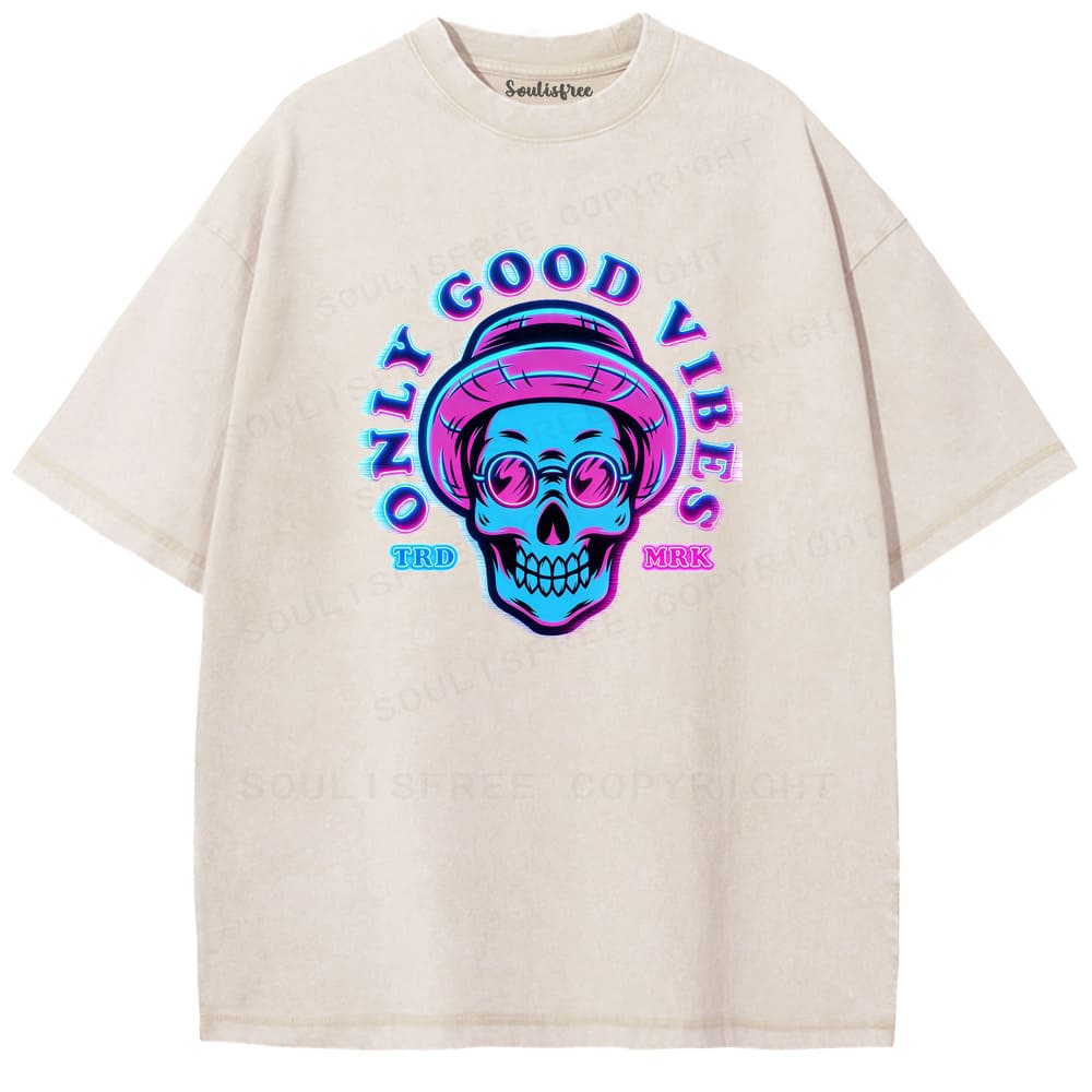 Soulisfree Good Vibes Neon Skull Washed Tee