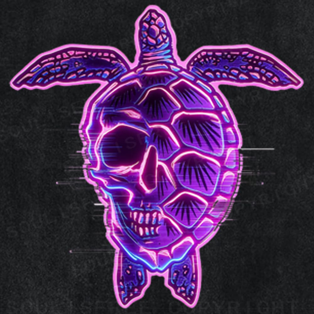 Soulisfree Neon Skull Turtle Glow Illusion Washed Tee