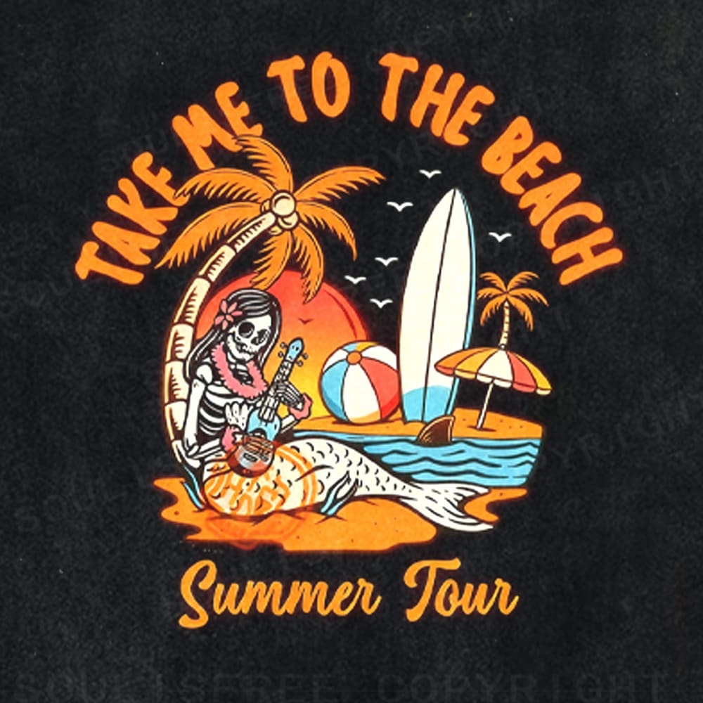 Soulisfree Beach Skeleton Guitar Tour Washed Tee