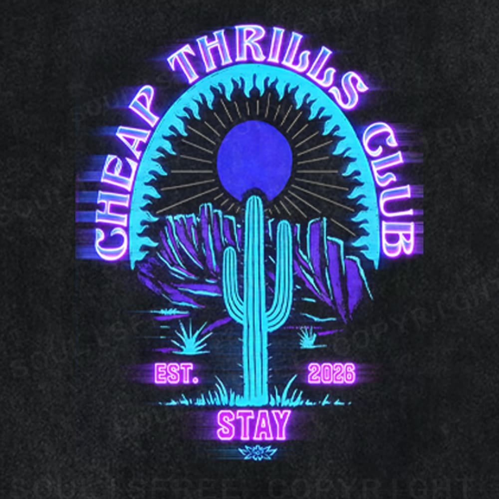 Soulisfree Cheap Thrills Cactus Glow Washed Tee