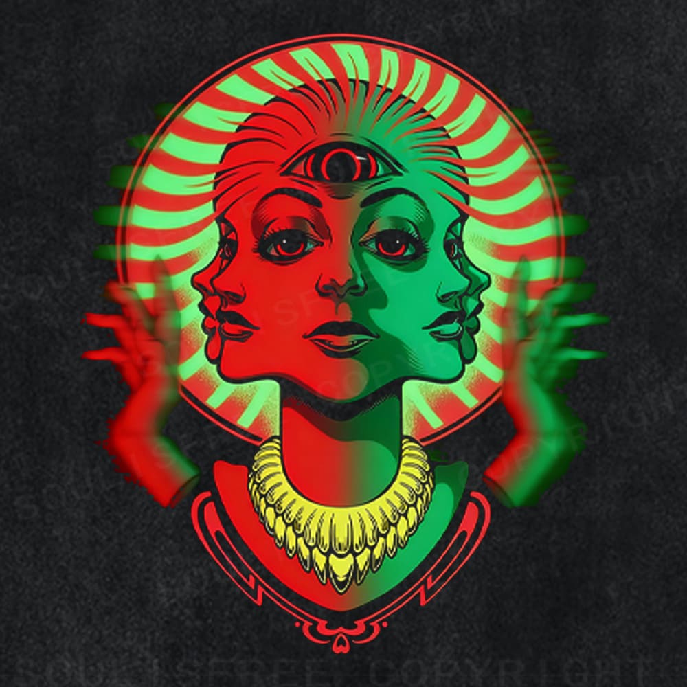 Soulisfree Triple Face Mystic Eye Glow Washed Tee
